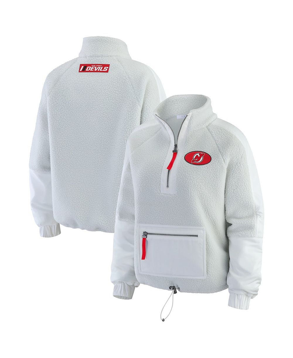 WEAR by Erin Andrews Women's Gray New Jersey Devils Polar Fleece Quarter-Zip Jacket