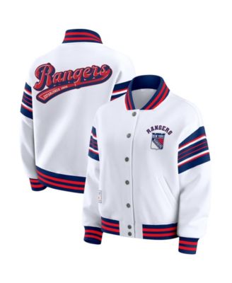 WEAR by Erin Andrews Women's White/Blue New York Rangers Full-Snap Fleece Sweatshirt Jacket