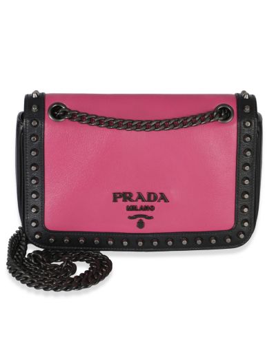 Prada сумка через плечо Glace Studded Chain Black Pink