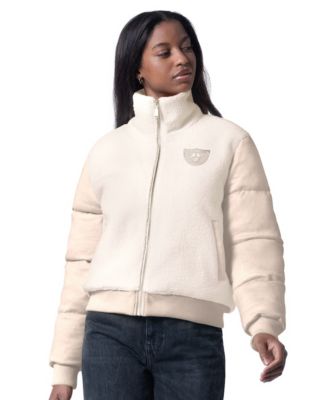 G-III 4Her by Carl Banks Women's Cream Las Vegas Raiders Cheerleader Sherpa Full-Zip Jacket