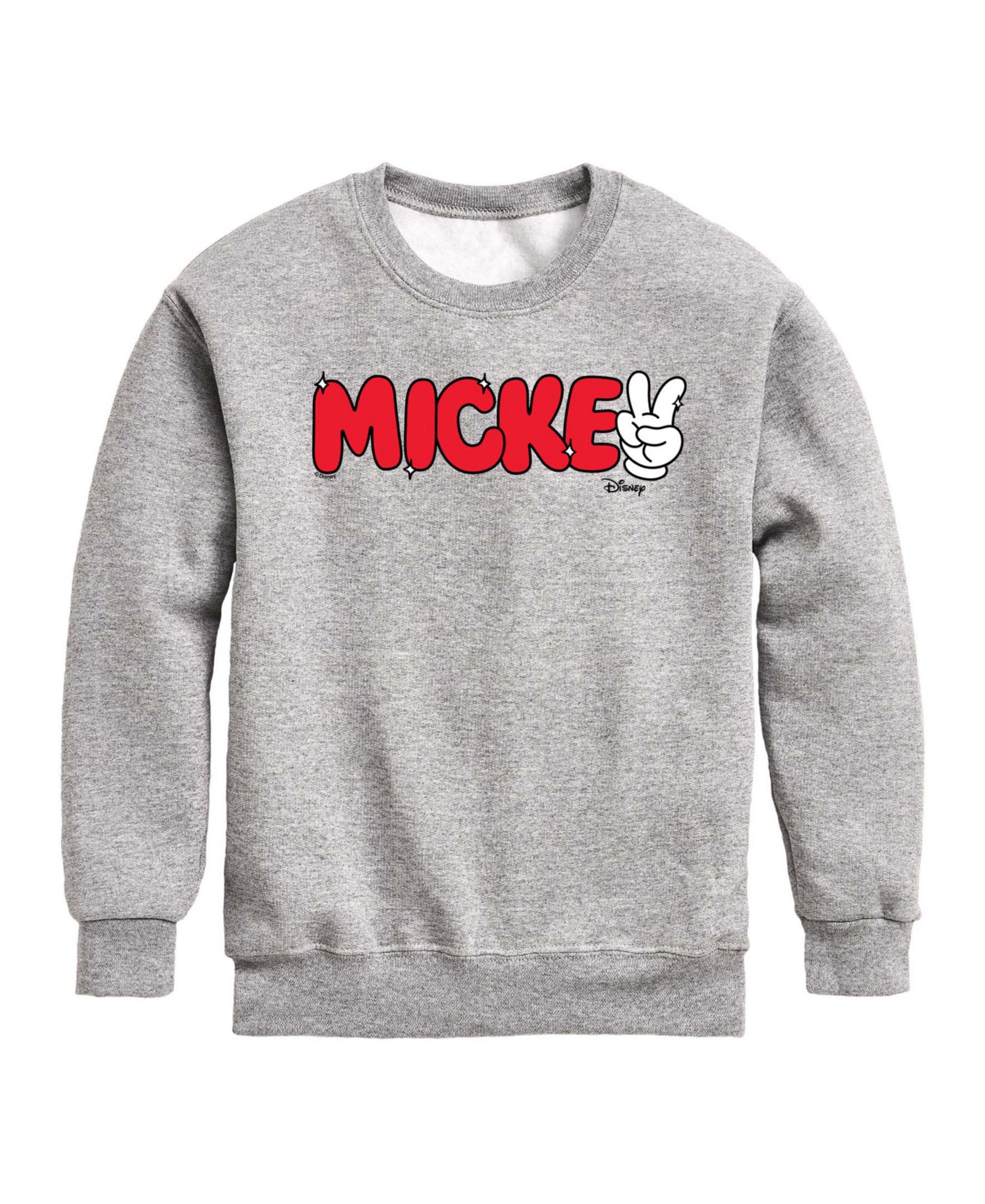 Disney Boys' 8-20 Mickey Peace Sign Crewneck Fleece Sweatshirt