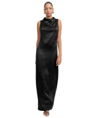 Marcella Women's Senna High-Neck Sleeveless Draped Floor-Length Evening Gown