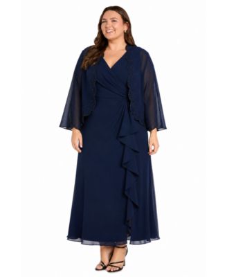 R & M Richards Plus Size комплект из платья и жакета с V-образным вырезом, 2 части