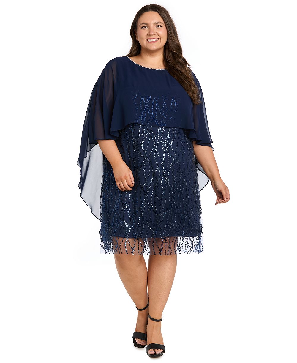 Платье Plus Size R & M Richards с круглым вырезом и отделкой бисером