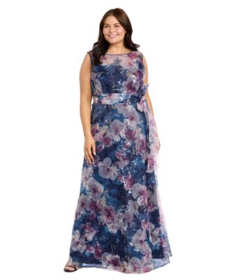 Женское вечернее платье Plus Size R & M Richards с бисером и вырезом Illusion