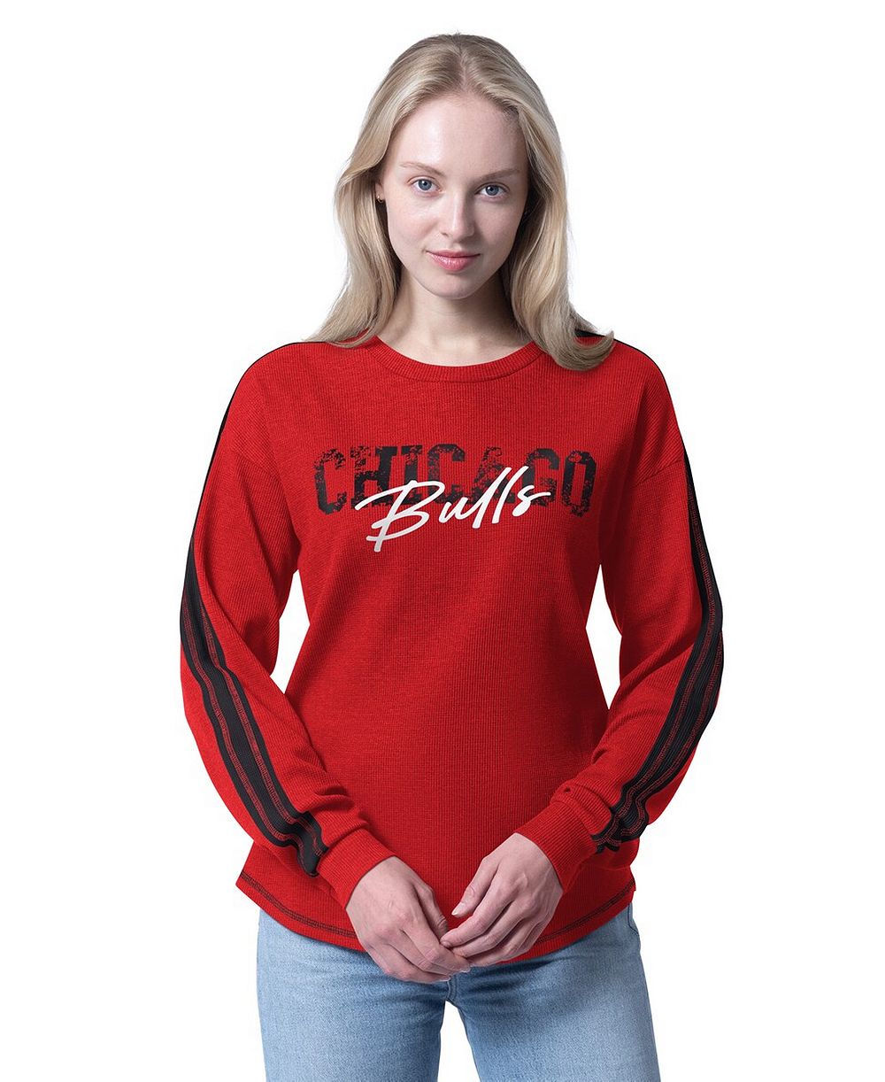 Женская футболка G-III 4Her by Carl Banks Red Chicago Bulls Advantage Tri-blend с длинным рукавом
