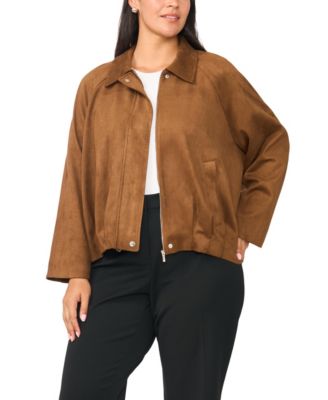 Рабочая куртка Vince Camuto Plus Size Raglan-Sleeve Faux-Suede
