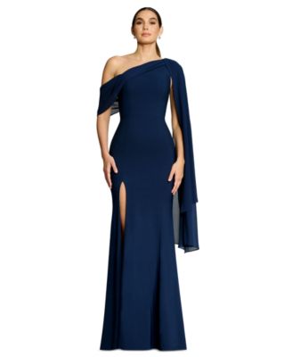 Dress the Population Women's One-Shoulder High-Slit A-Line Gown