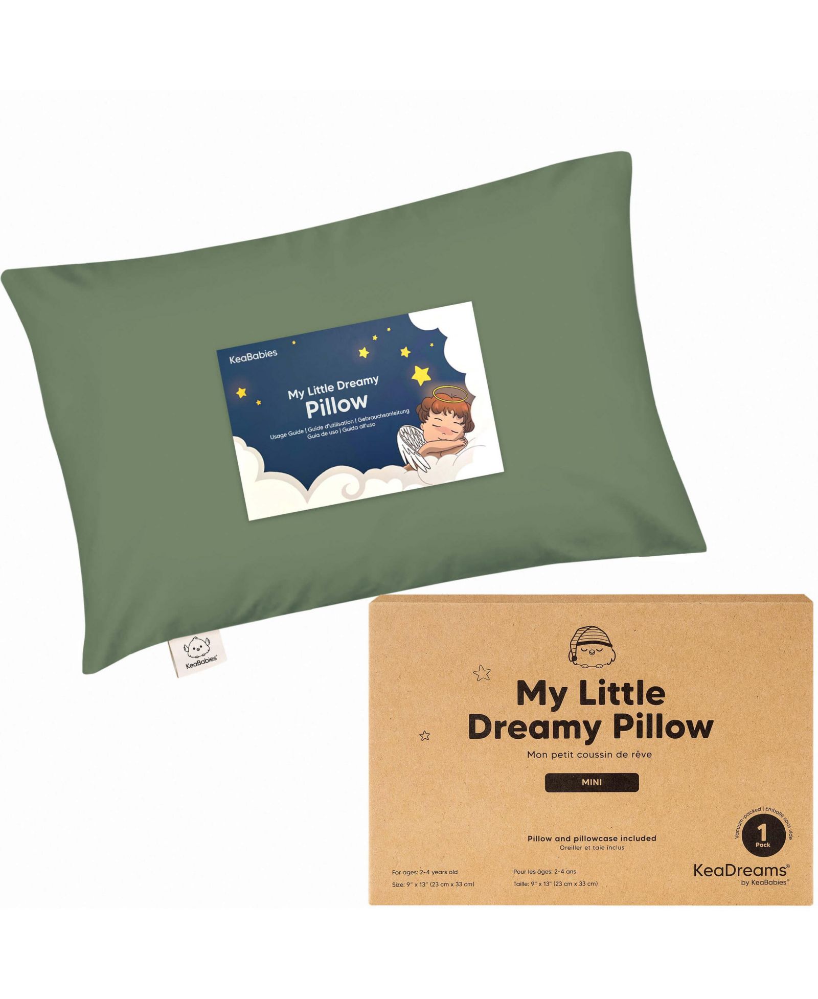 KeaBabies Mini Toddler Pillow and Pillowcase for Crib, 9x13 Small Pillow for Toddler, Kids Travel Pillow