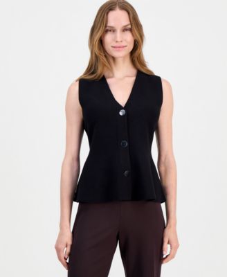 Anne Klein Женский жилет Peplum с V-образным вырезом и пуговицами