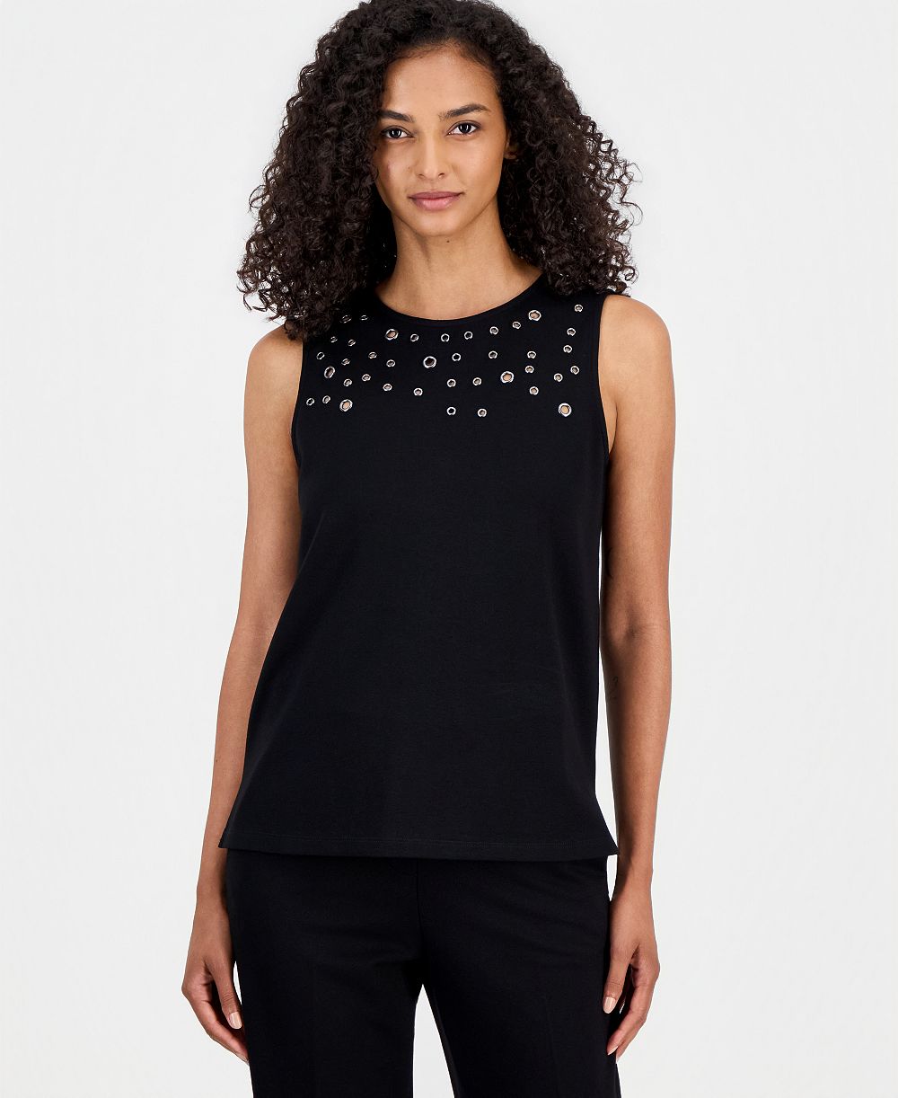 Женский топ Anne Klein Crewneck Grommet-Trim Sleeveless