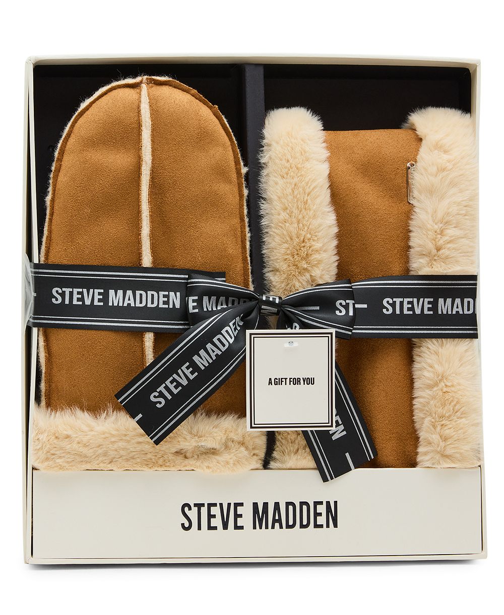 Steve Madden женский комплект из повязки на голову и варежек с мягкой тановой отделкой