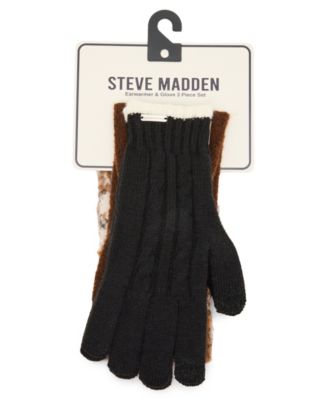 Steve Madden Animal Print 3-Piece Earwarmer Headbands and Glove Set