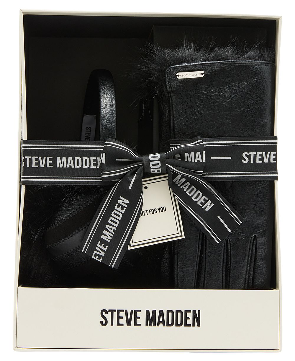 Steve Madden Women's Patchwork Earmuffs & Gloves, 2-Piece Set
