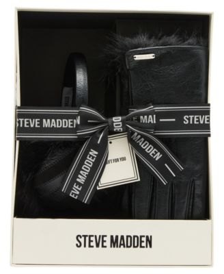 Steve Madden Women's Patchwork Earmuffs & Gloves, 2-Piece Set