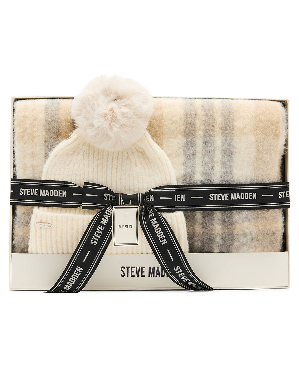 Steve Madden комплект из шапки-бини и шарфа в английском клетчатом узоре, 2 предмета