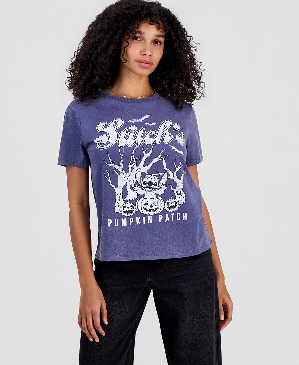 Детская футболка Disney Juniors' Stitch Pumpkin Patch Crewneck Tee
