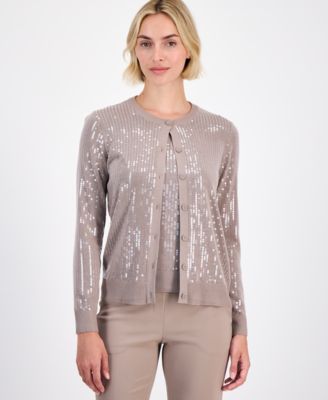 Anne Klein Женский кардиган с пайетками на пуговицах