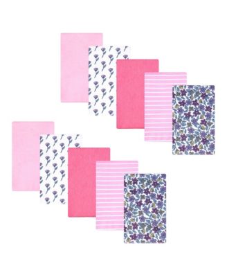 Hudson Baby Girl Cotton Poly Flannel Burp Cloths 10-Pack
