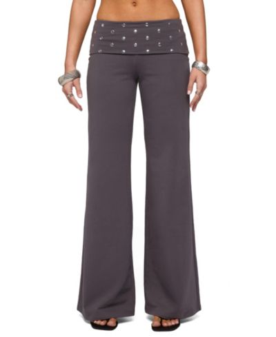 Edikted Women's Breanna Studded Foldover Wide Leg Pants