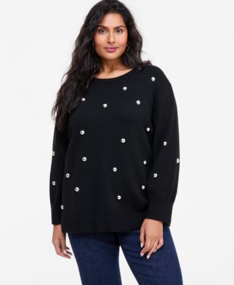 I.N.C. International Concepts Plus Size Crewneck Grommet Sweater, Macy's Exclusive