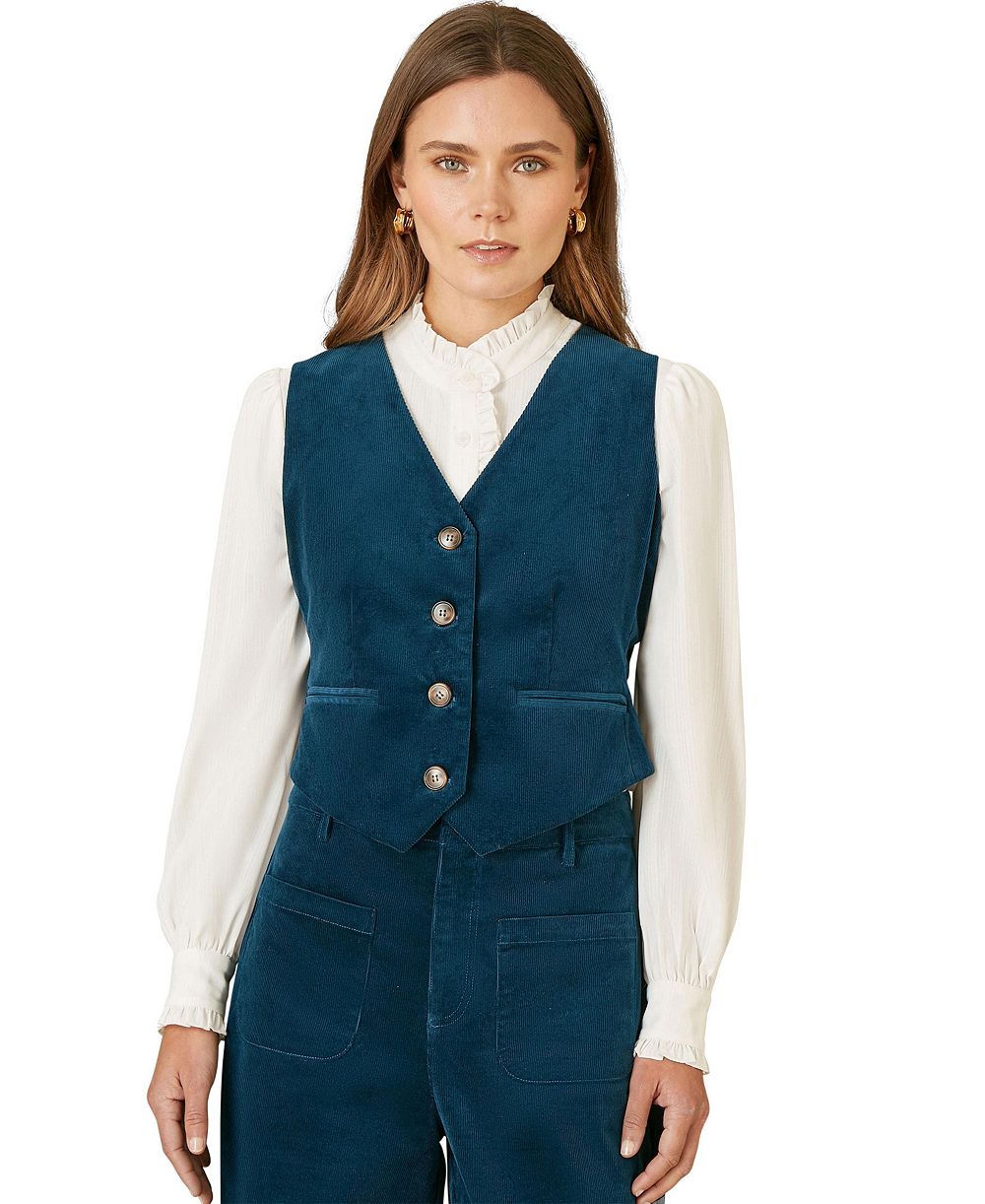 Yumi Women's Tailored Ribbed Waist coat