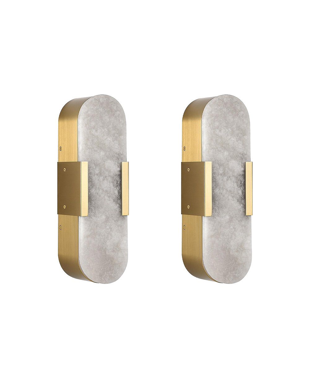 BUSDAYS 13.8 Inch Natural Marble Wall Sconce Set of Two Indoor Modern Bathroom Lighting for Living Room Bedroom Hallway Stairs