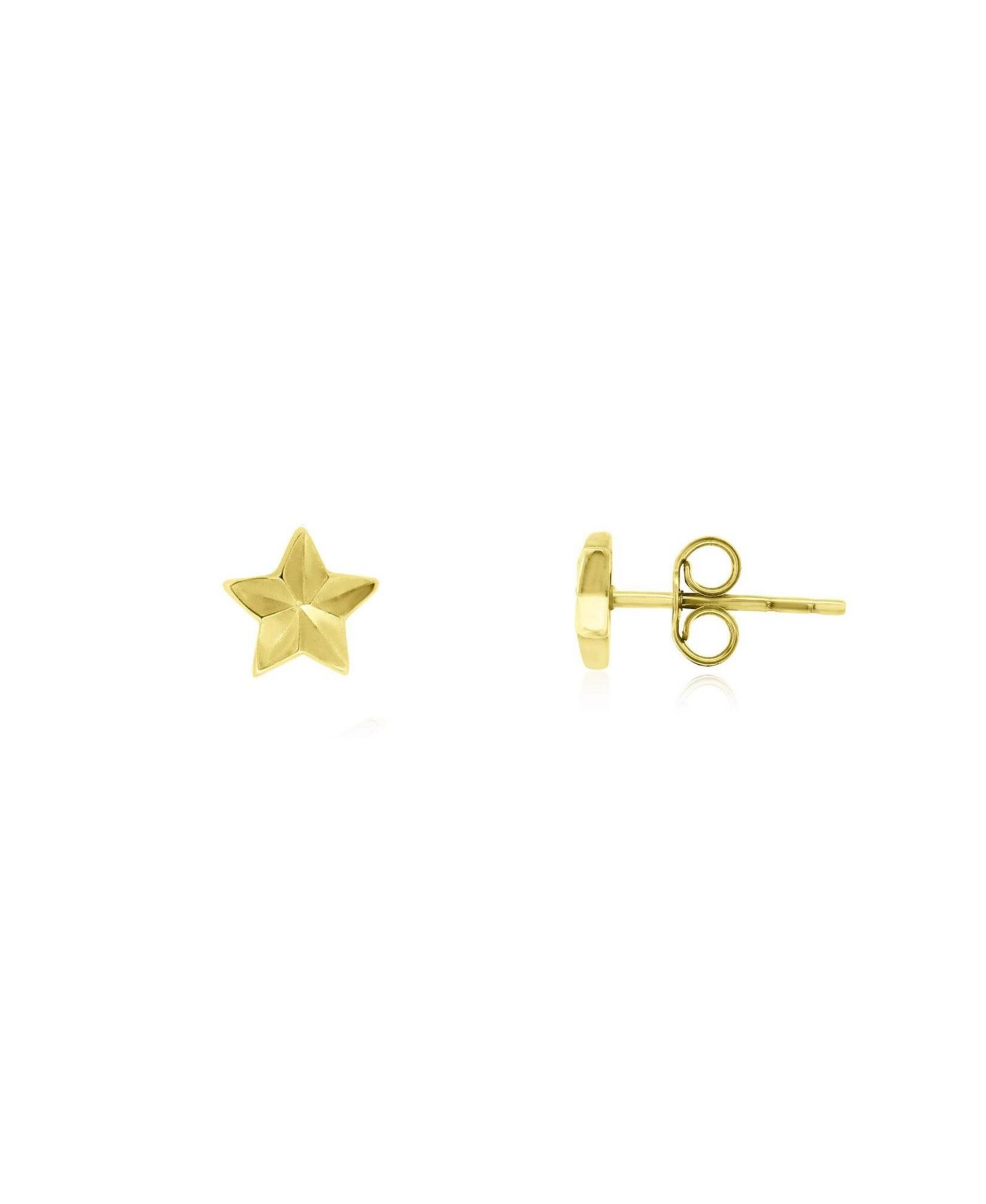 The Lovery Fluted Puffy Star Stud Earrings 14K Yellow Gold