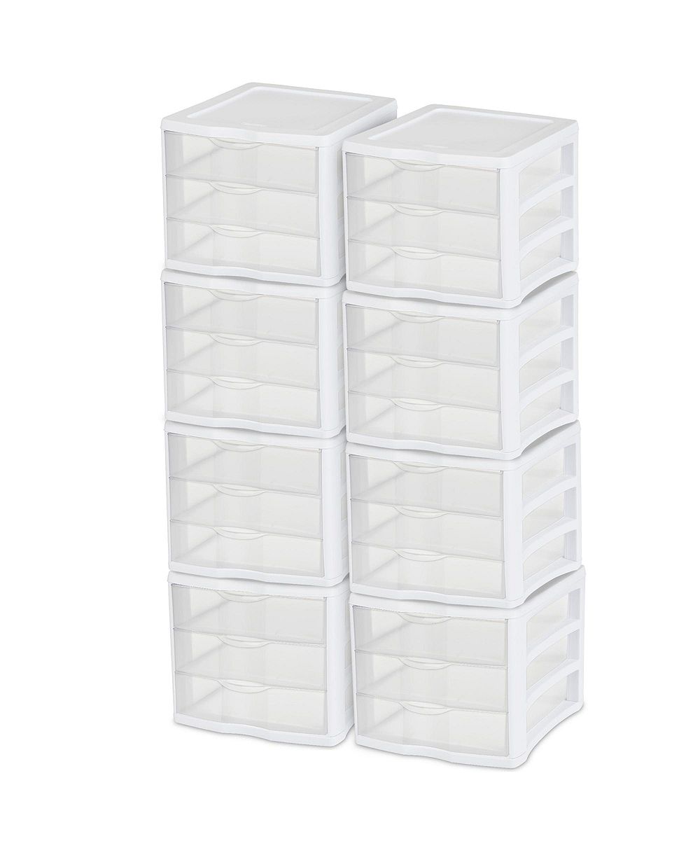 Органайзер Sterilite ClearView Compact Stacking 3 Drawer System (8 Pack)