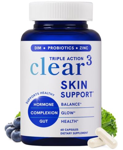 SMNutrition Clear Skin Supplement with Zinc, DIM and Probiotics for Hormone and Gut Support, 60 Count