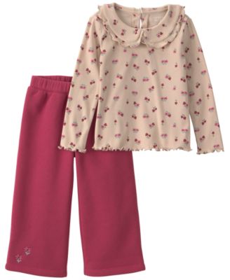 Carter's Toddler Girls' 2T-5T Floral Long-Sleeve Fleece Top & Wide Leg Pants, 2-Piece Set