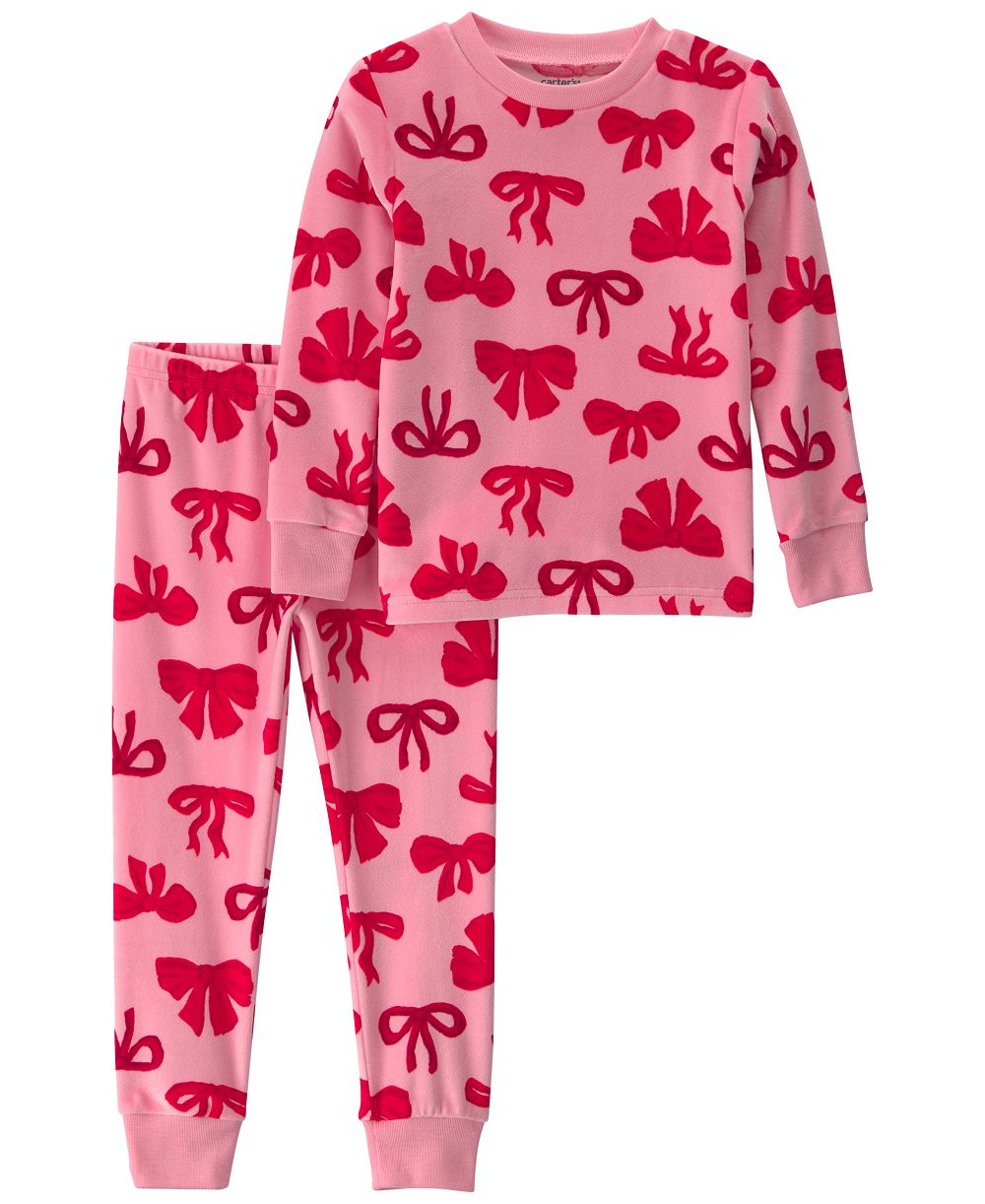Carter's пижама для девочек-малышек 2T-5T Dreamplush с бантом, плотная посадка, топ и брюки, комплект из 2 предметов