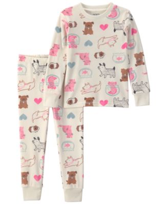Carter's комплект из двух предметов: топы и брюки с длинным рукавом для девочек-малышек 2T-5T, рождественский принт сердечек DreamPlush, приталенный крой