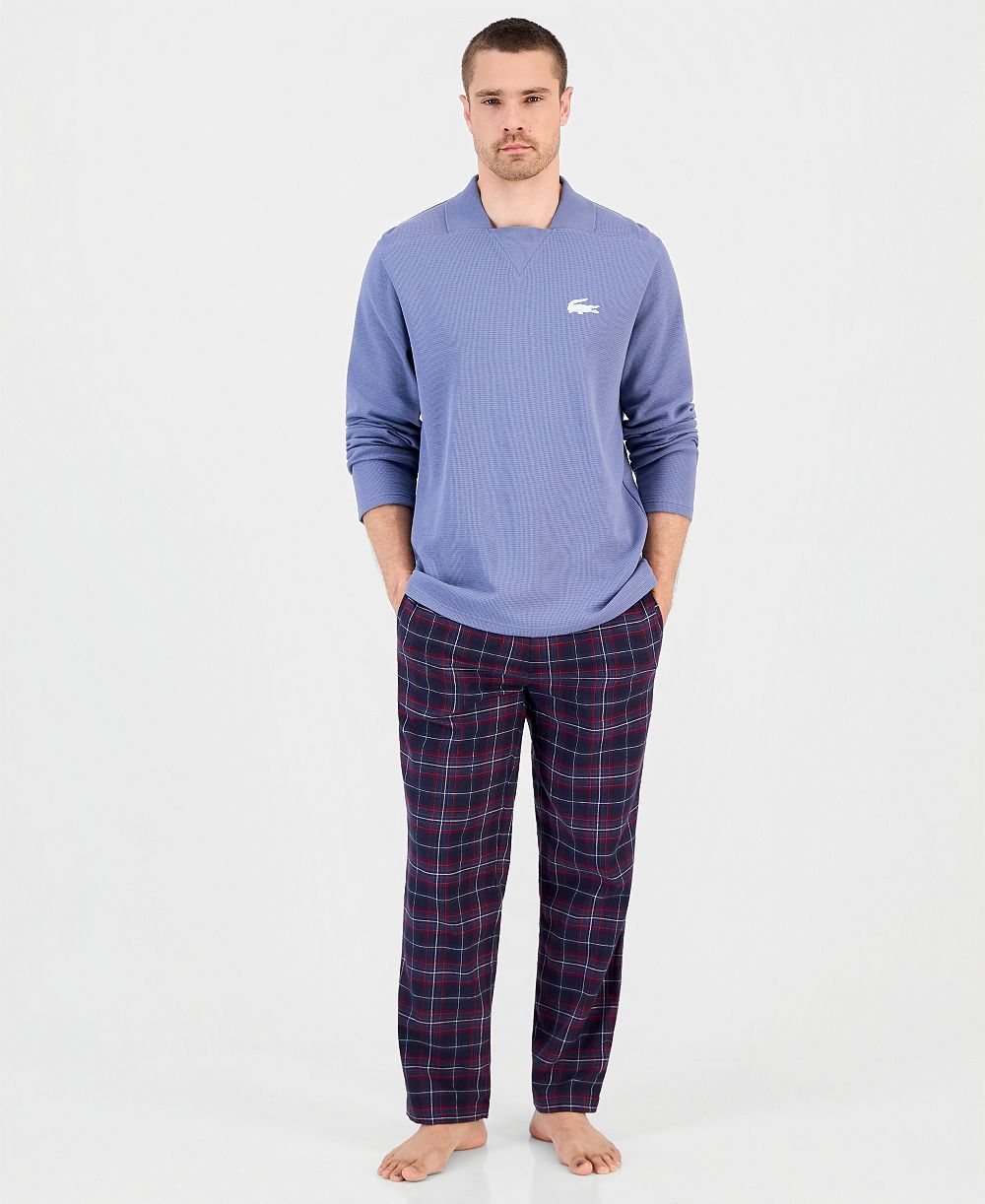 Lacoste Men's Waffle-Knit V-Neck Sleep Shirt