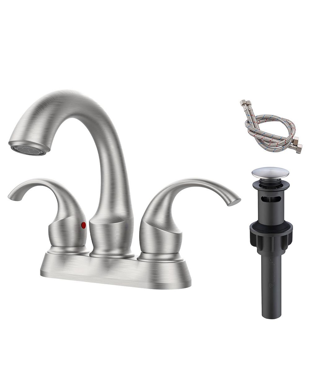 Смеситель для ванной PHYING 2-Handle Oil Rubbed Bronze с аэратором, в стиле лебедя, 4-inch Centerset для раковины с выдвижным сливом и шлангами подвода