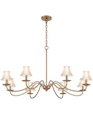 Franklin Iron Works Marinec 42inch  Wide Soft Gold 8-Light Chandelier with Cream Shades