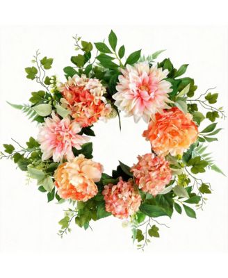 GNUADZ 20" Wreath Peony Dahlia Hydrangea Floral Decor