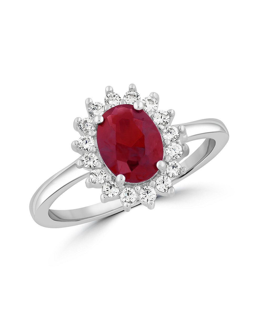 Simona элегантное кольцо с дизайном Flower Ruby Halo CZ