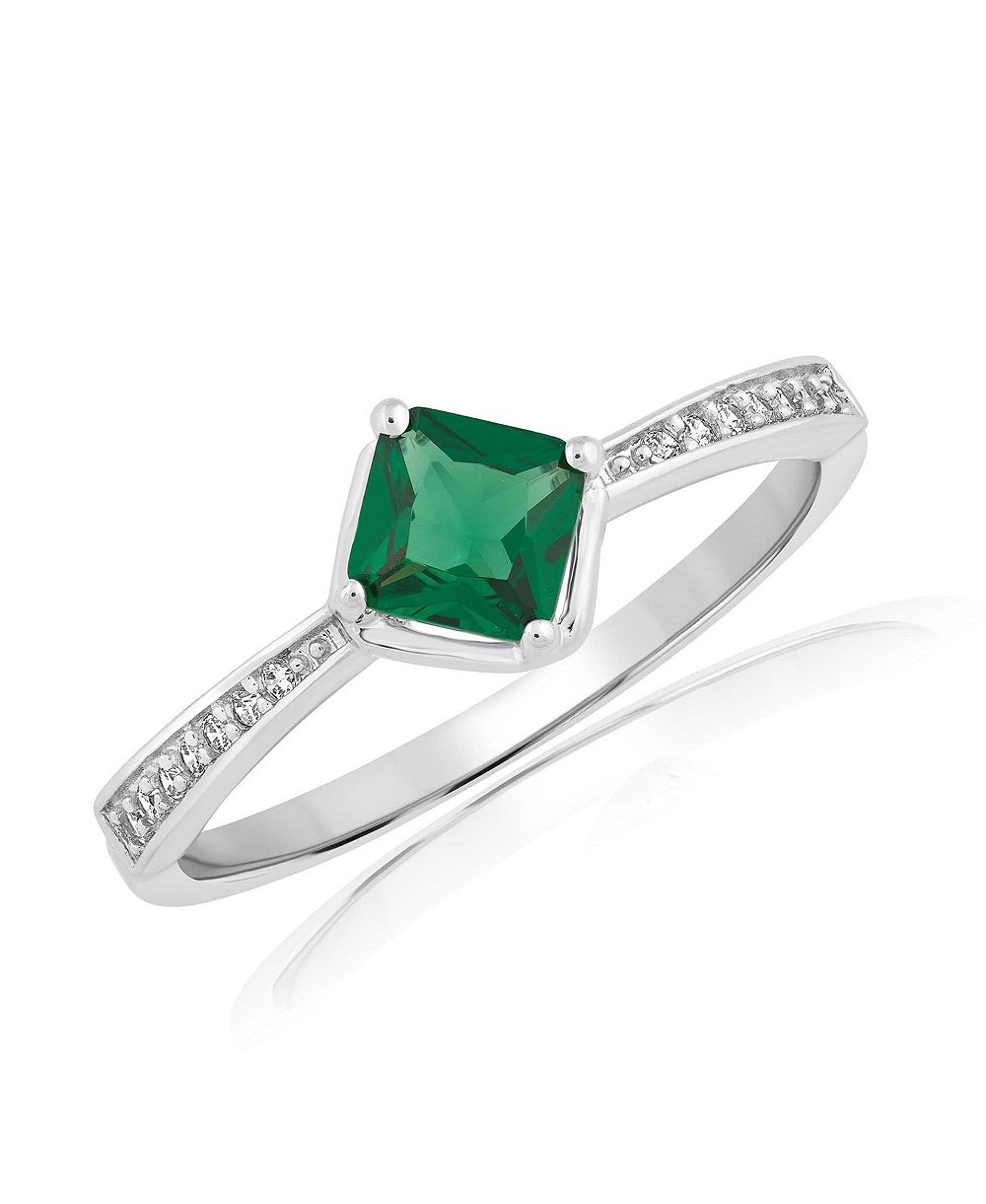 Кольцо Simona Radiant Center Emerald and Clear CZ