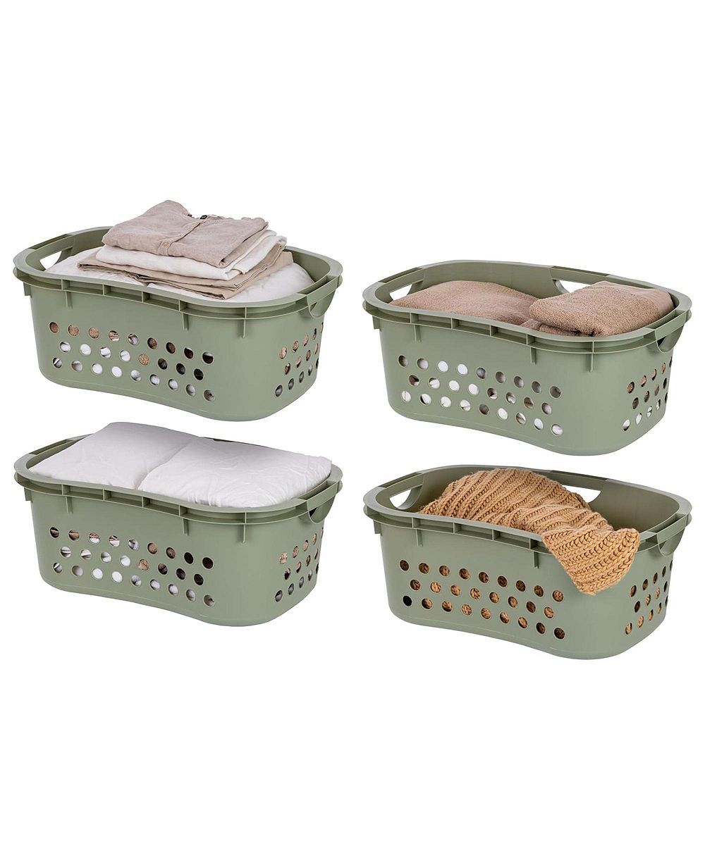 IRIS 4 Pack Comfort Carry Lightweight Laundry Basket w/ Ergonomic Curves
