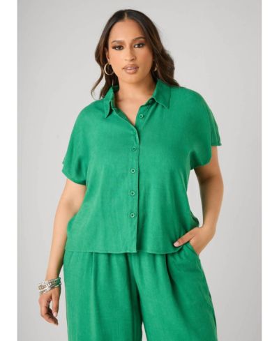 Ashley Stewart Women's Plus Size Linen Blend Shirt