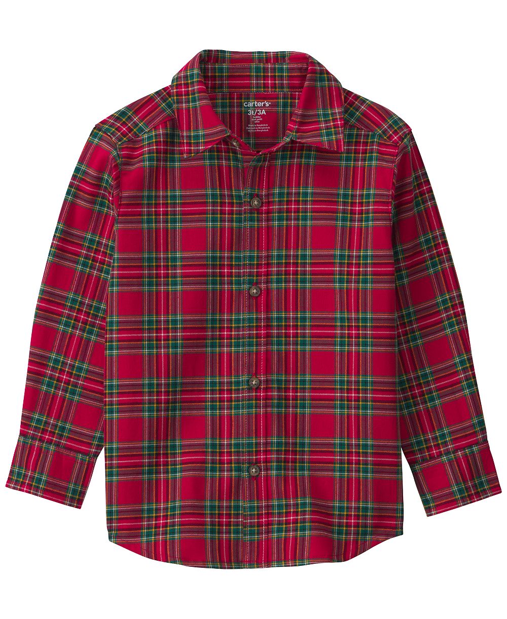 Carter's Toddler Boys' 2T-5T Plaid Button-Down Classic-Fit Shirt
