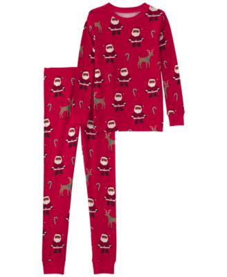 Carter's Boys' and Girls' Santa Christmas Snug-Fit Long-Sleeve Top and Pants, 2-Piece Set