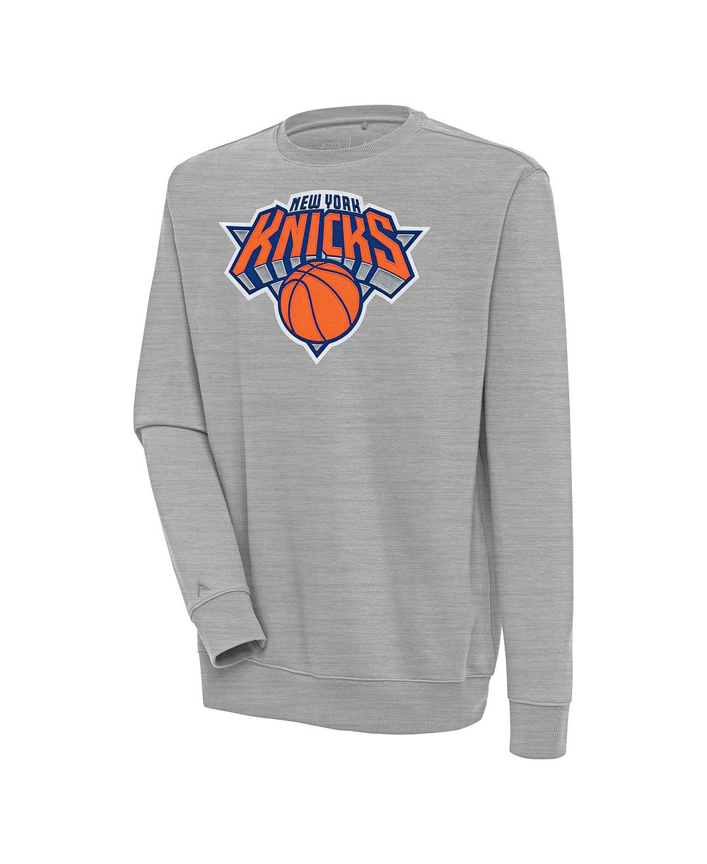 Мужская свитшот Antigua Heather Gray New York Knicks Victory Pullover
