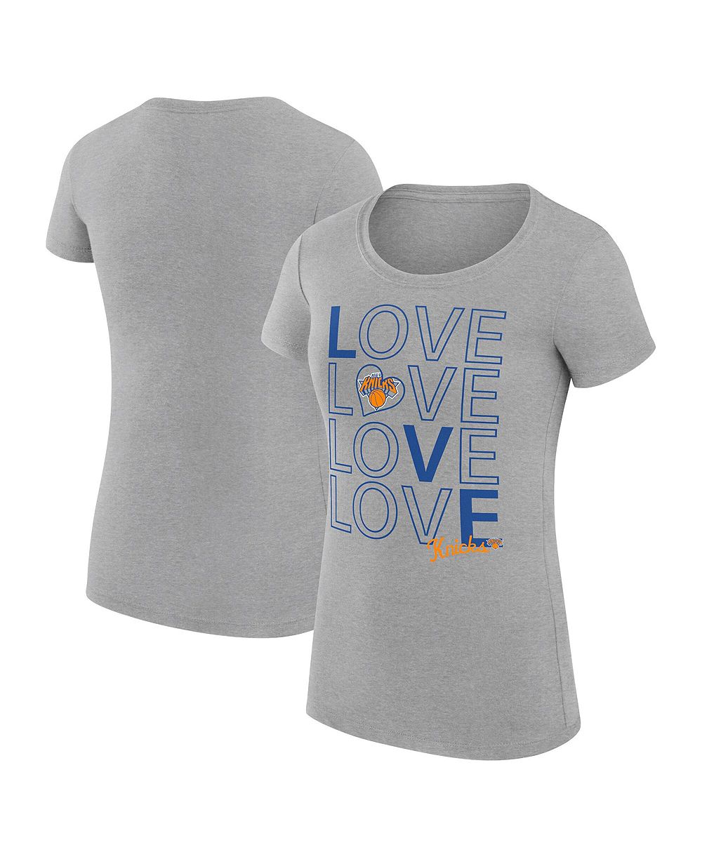 Женская футболка G-III 4Her by Carl Banks Heather Gray New York Knicks Super-Slim Fit Lightweight Basketball Love T-Shirt