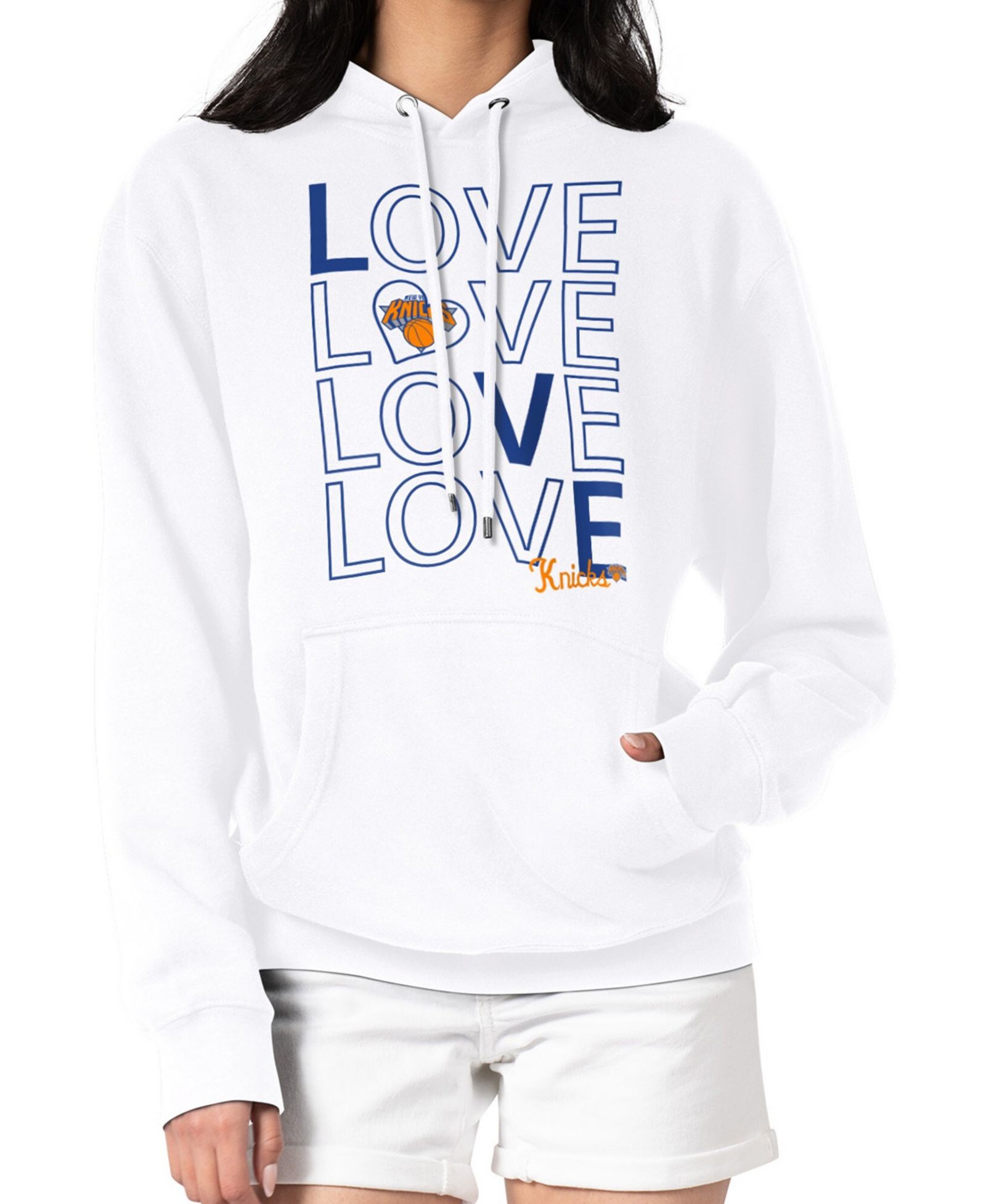 Женское флисовое худи G-III 4Her by Carl Banks White New York Knicks Basketball Love
