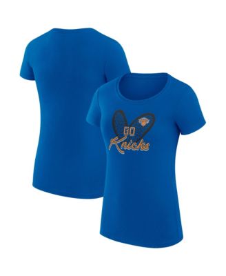 Женская футболка G-III 4Her by Carl Banks Blue New York Knicks Super-Slim Fit Lightweight Leopard Heart