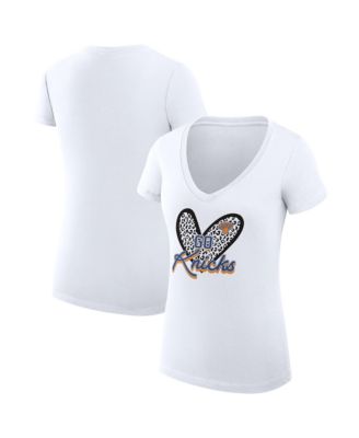Женская футболка G-III 4Her by Carl Banks New York Knicks Super-Slim Fit Lightweight Leopard Heart V-Neck