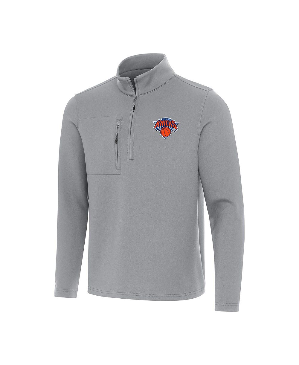Мужская толстовка Antigua Gray New York Knicks Insider Quarter-Zip