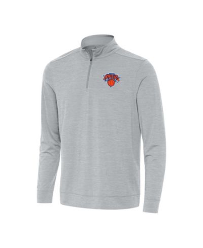 Antigua Мужской свитшот с коротким молнией Bright Quarter-Zip серого цвета Heather Gray New York Knicks